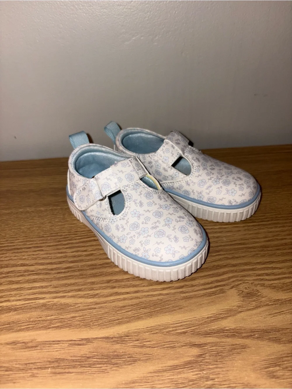 Baby Mary Jane Floral Shoes in Light Blue